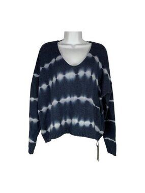 Blanknyc Size S Tie-Dye Knit Sweater In Blue & White Long Sleeve